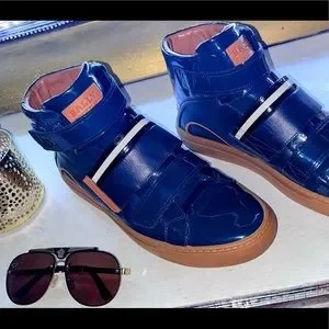 Bally Herick Blue Leather High Tops Sneakers size US 10.5 Authentic BALLY HERICK Leather BLUE Strap High Mens Shoes  main image 3